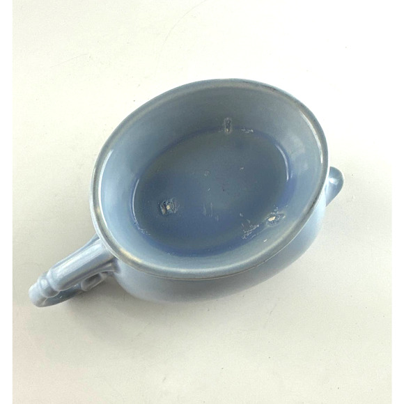 Vtg Vernon Kilns Native California Pottery Ceramic Gravy Boat Blue Leaf Pattern - Picture 6 of 12